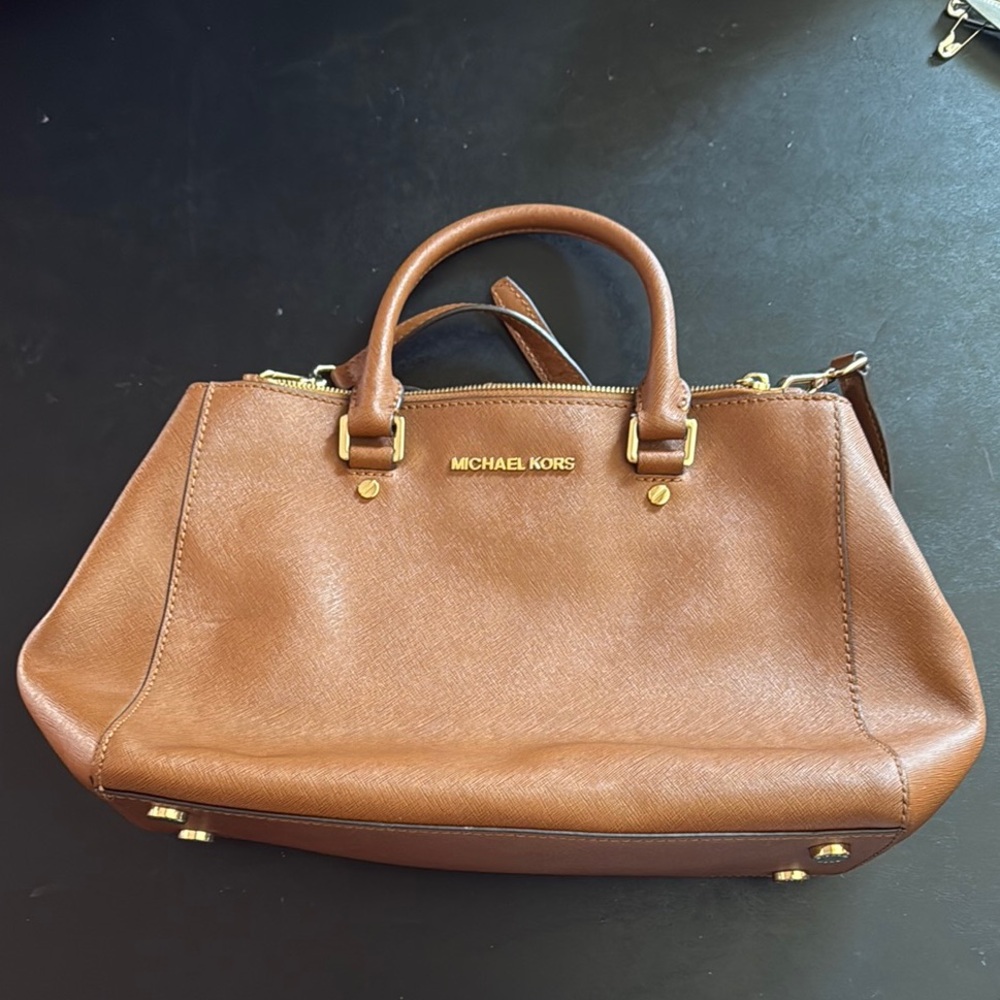 Michael Kors Brown Satchel with Gold Accents